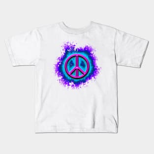 pink fire peace sign Kids T-Shirt